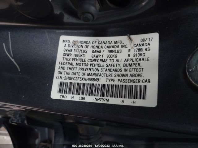 Photo 8 VIN: 2HGFC2F5XHH568491 - HONDA CIVIC 