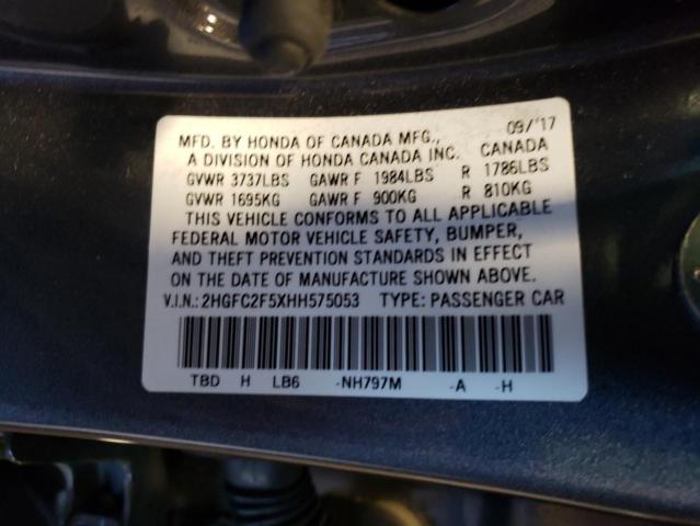 Photo 11 VIN: 2HGFC2F5XHH575053 - HONDA CIVIC LX 