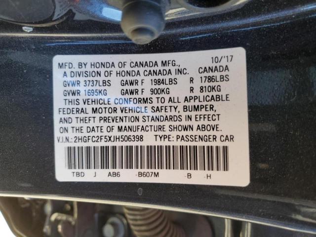 Photo 9 VIN: 2HGFC2F5XJH506398 - HONDA CIVIC LX 