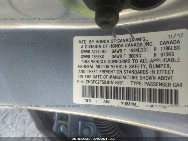 Photo 8 VIN: 2HGFC2F5XJH515831 - HONDA CIVIC SEDAN 