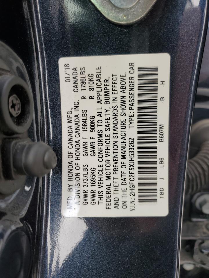 Photo 11 VIN: 2HGFC2F5XJH533262 - HONDA CIVIC 