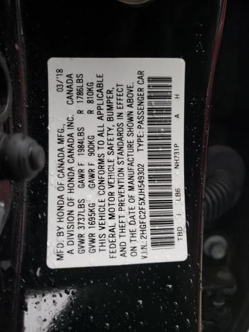 Photo 11 VIN: 2HGFC2F5XJH549302 - HONDA CIVIC LX 