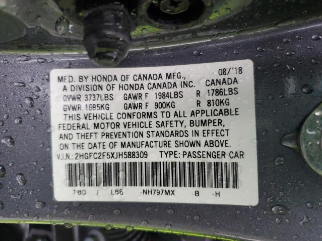 Photo 11 VIN: 2HGFC2F5XJH588309 - HONDA CIVIC 