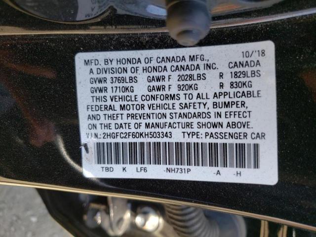 Photo 11 VIN: 2HGFC2F60KH503343 - HONDA CIVIC 