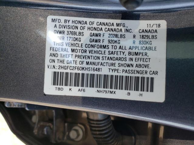 Photo 11 VIN: 2HGFC2F60KH516481 - HONDA CIVIC LX 