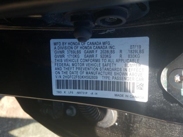 Photo 9 VIN: 2HGFC2F60KH582609 - HONDA CIVIC 