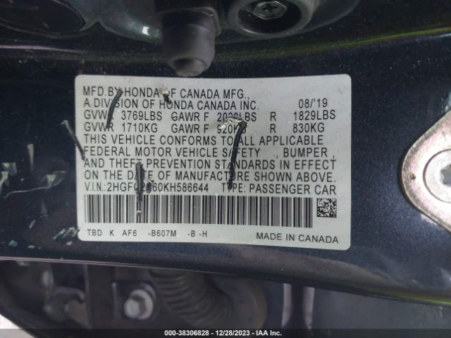 Photo 8 VIN: 2HGFC2F60KH586644 - HONDA CIVIC 