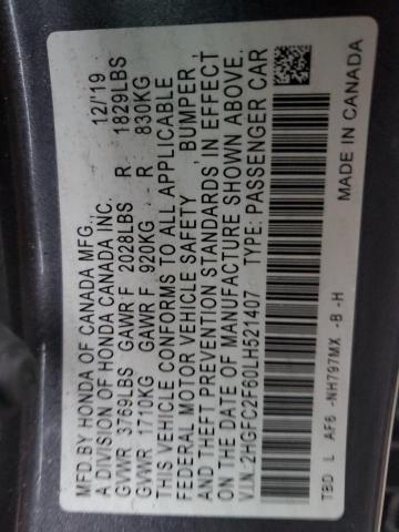 Photo 11 VIN: 2HGFC2F60LH521407 - HONDA CIVIC 