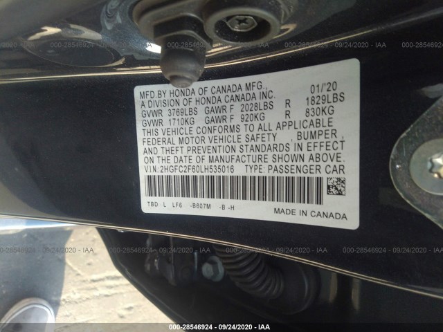 Photo 8 VIN: 2HGFC2F60LH535016 - HONDA CIVIC SEDAN 