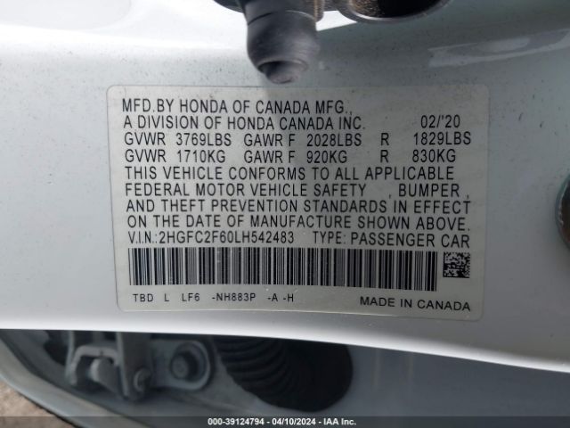 Photo 8 VIN: 2HGFC2F60LH542483 - HONDA CIVIC 