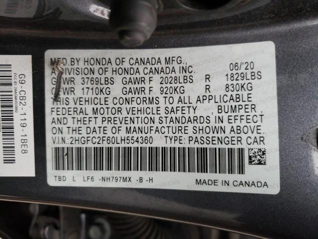 Photo 11 VIN: 2HGFC2F60LH554360 - HONDA CIVIC 