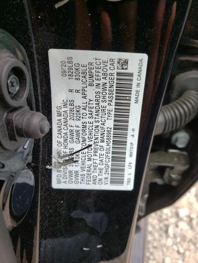 Photo 9 VIN: 2HGFC2F60LH588962 - HONDA CIVIC SEDAN 