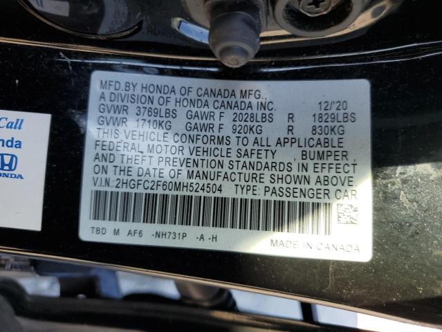 Photo 11 VIN: 2HGFC2F60MH524504 - HONDA CIVIC LX 