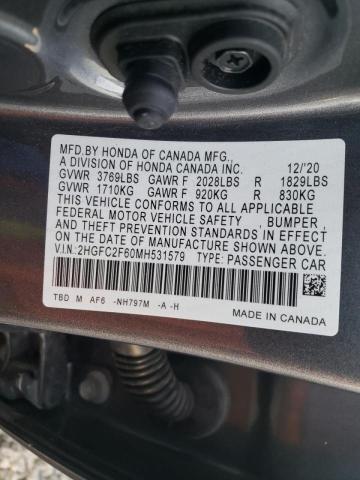 Photo 11 VIN: 2HGFC2F60MH531579 - HONDA CIVIC LX 