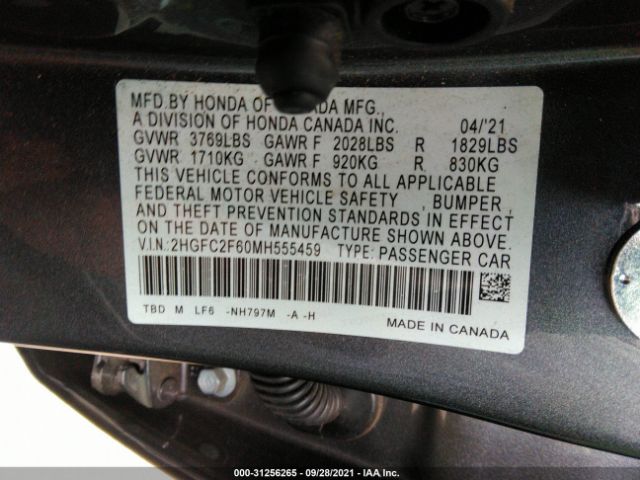 Photo 8 VIN: 2HGFC2F60MH555459 - HONDA CIVIC SEDAN 