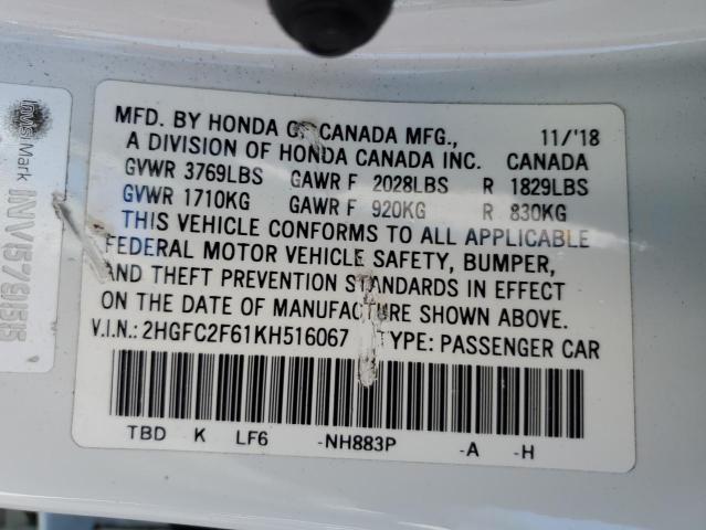 Photo 11 VIN: 2HGFC2F61KH516067 - HONDA CIVIC LX 