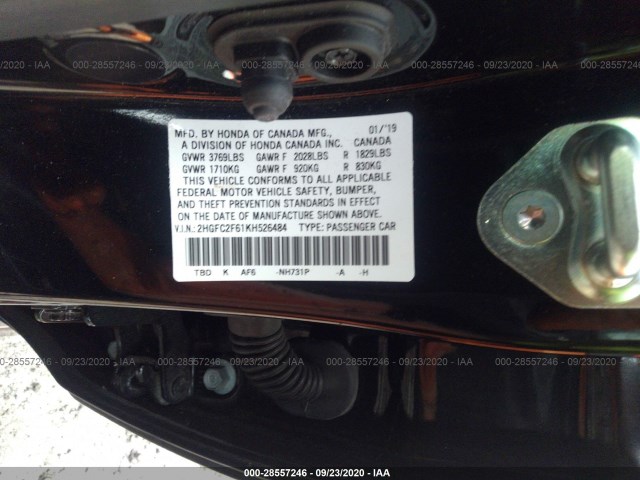 Photo 8 VIN: 2HGFC2F61KH526484 - HONDA CIVIC SEDAN 