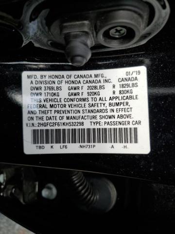 Photo 9 VIN: 2HGFC2F61KH532298 - HONDA CIVIC LX 