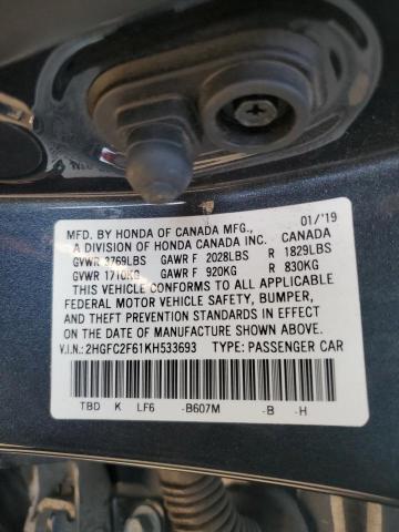 Photo 12 VIN: 2HGFC2F61KH533693 - HONDA CIVIC LX 