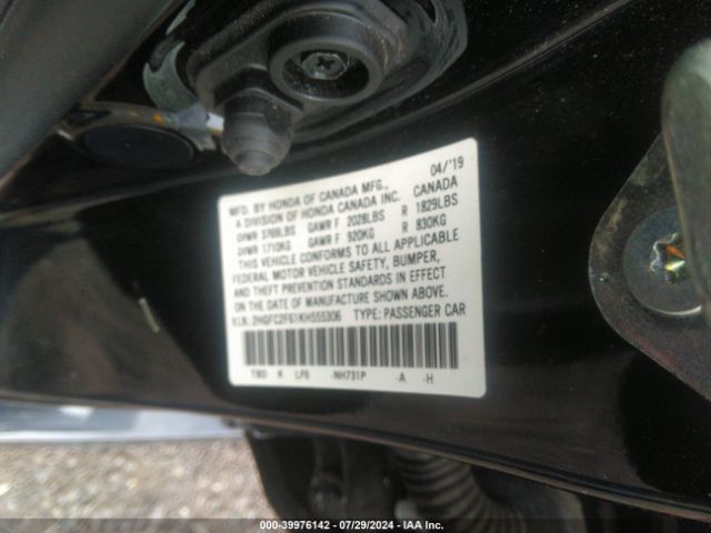 Photo 8 VIN: 2HGFC2F61KH555306 - HONDA CIVIC 