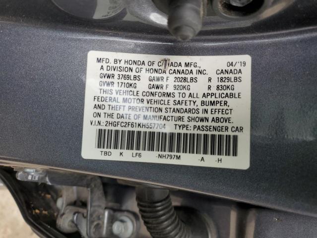 Photo 12 VIN: 2HGFC2F61KH557704 - HONDA CIVIC LX 