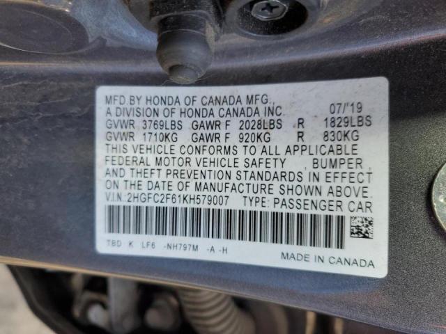 Photo 11 VIN: 2HGFC2F61KH579007 - HONDA CIVIC LX 