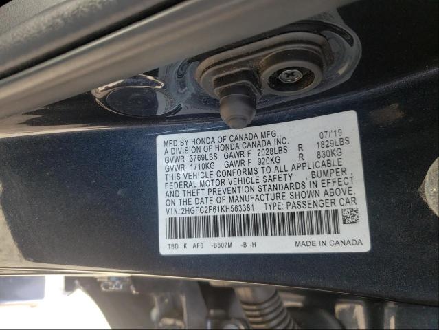 Photo 9 VIN: 2HGFC2F61KH583381 - HONDA CIVIC LX 