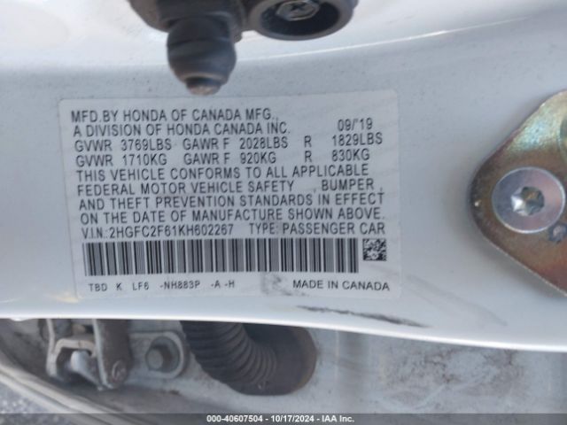 Photo 8 VIN: 2HGFC2F61KH602267 - HONDA CIVIC 