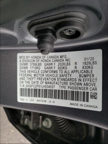 Photo 9 VIN: 2HGFC2F61LH534537 - HONDA CIVIC LX 