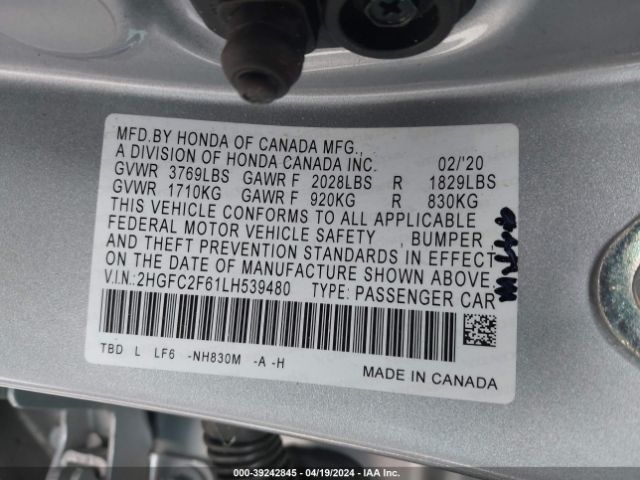 Photo 8 VIN: 2HGFC2F61LH539480 - HONDA CIVIC 