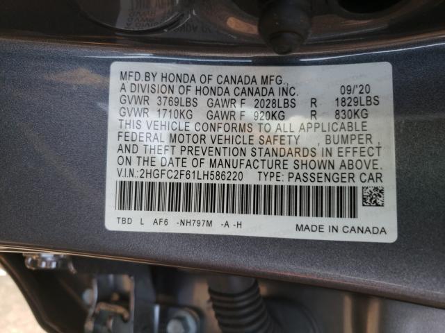 Photo 9 VIN: 2HGFC2F61LH586220 - HONDA CIVIC LX 