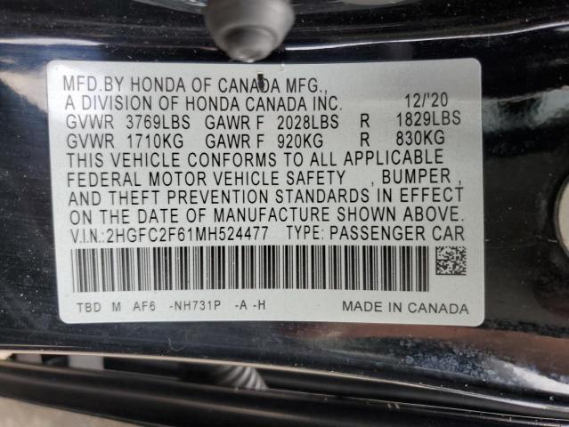 Photo 11 VIN: 2HGFC2F61MH524477 - HONDA CIVIC LX 