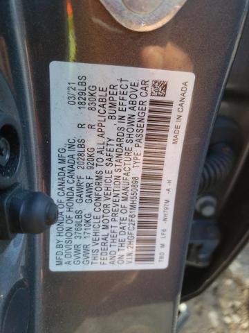 Photo 9 VIN: 2HGFC2F61MH550898 - HONDA CIVIC LX 