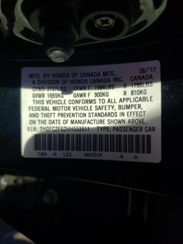 Photo 9 VIN: 2HGFC2F62HH553511 - HONDA CIVIC LX 