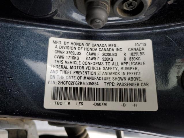 Photo 12 VIN: 2HGFC2F62KH505854 - HONDA CIVIC 