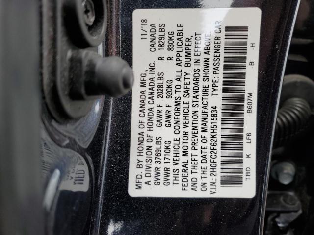 Photo 11 VIN: 2HGFC2F62KH515834 - HONDA CIVIC LX 