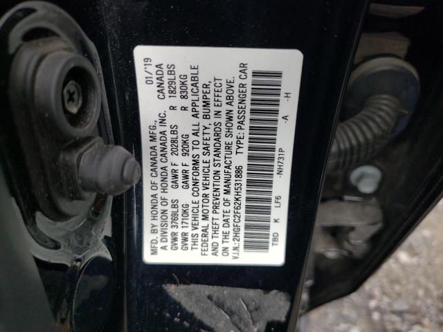 Photo 9 VIN: 2HGFC2F62KH531886 - HONDA CIVIC LX 