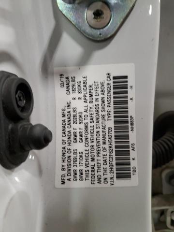Photo 11 VIN: 2HGFC2F62KH542709 - HONDA CIVIC LX 