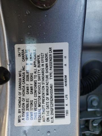 Photo 9 VIN: 2HGFC2F62KH555461 - HONDA CIVIC LX 