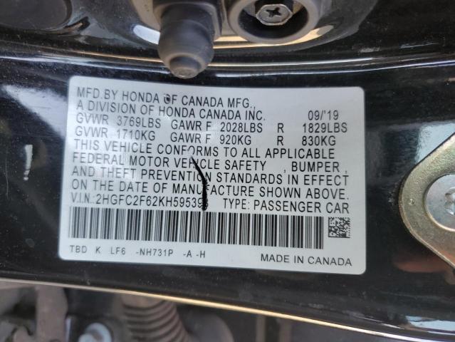 Photo 11 VIN: 2HGFC2F62KH595393 - HONDA CIVIC 