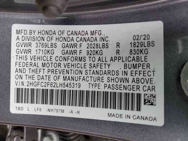 Photo 11 VIN: 2HGFC2F62LH545319 - HONDA CIVIC 