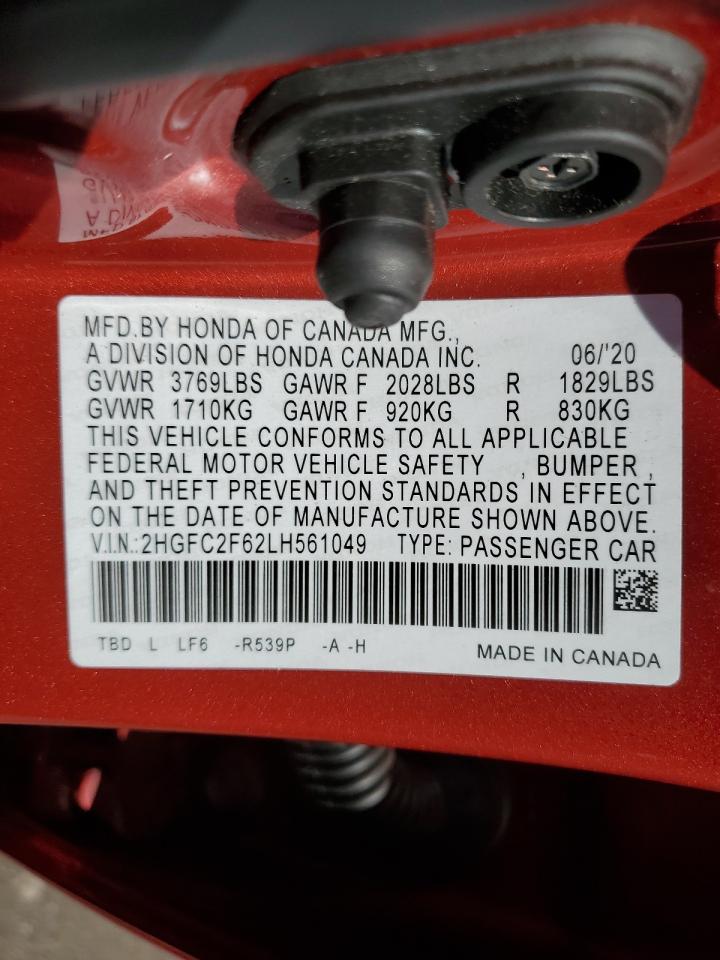 Photo 11 VIN: 2HGFC2F62LH561049 - HONDA CIVIC 