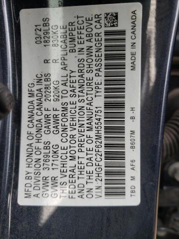 Photo 9 VIN: 2HGFC2F62MH554751 - HONDA CIVIC LX 