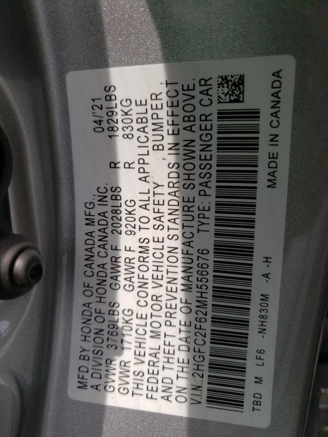 Photo 9 VIN: 2HGFC2F62MH556676 - HONDA CIVIC LX 