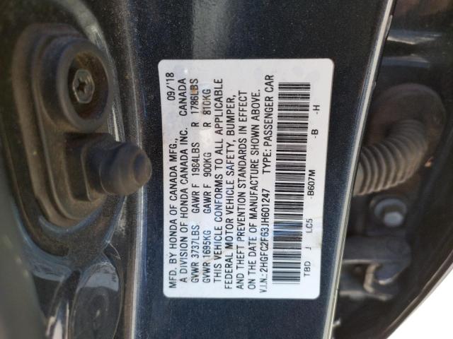 Photo 9 VIN: 2HGFC2F63JH601247 - HONDA CIVIC LX 