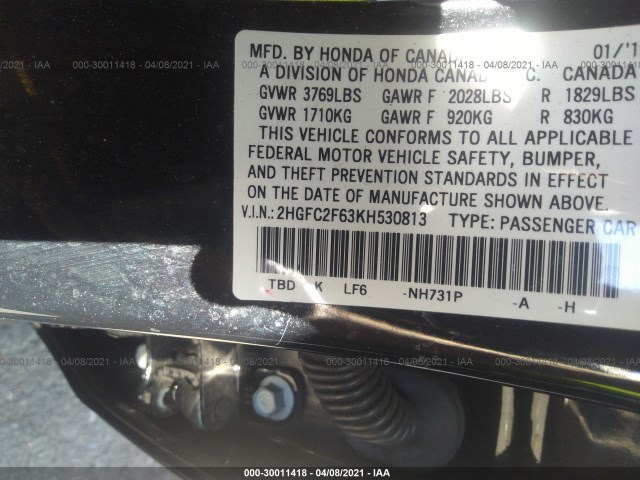 Photo 8 VIN: 2HGFC2F63KH530813 - HONDA CIVIC SEDAN 