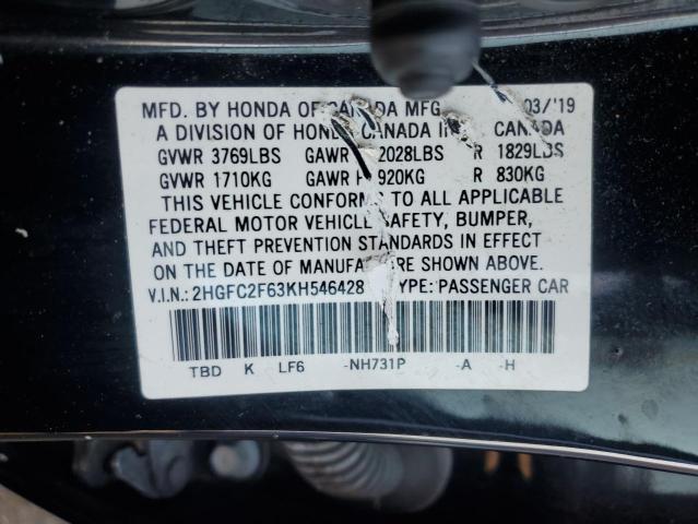 Photo 11 VIN: 2HGFC2F63KH546428 - HONDA CIVIC 