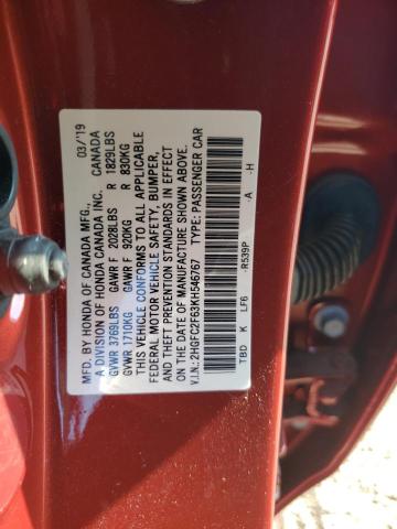 Photo 11 VIN: 2HGFC2F63KH546767 - HONDA CIVIC 