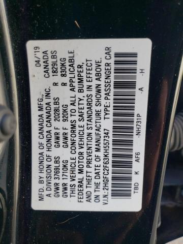 Photo 11 VIN: 2HGFC2F63KH557347 - HONDA CIVIC LX 