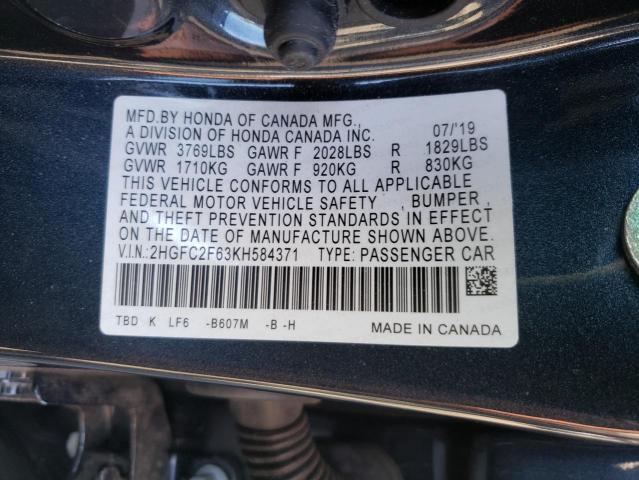 Photo 9 VIN: 2HGFC2F63KH584371 - HONDA CIVIC LX 